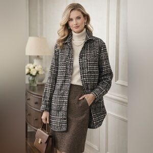 Bob Timberlake Jacket/shacket Womens Sz M Wool Snap Buttons Pockets Plaid Thick